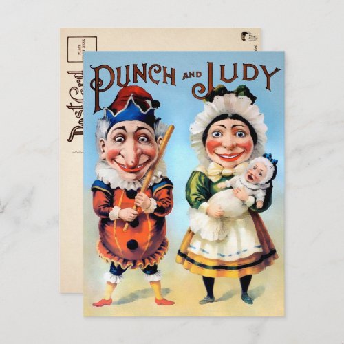 Vintage Punch and Judy Postcard