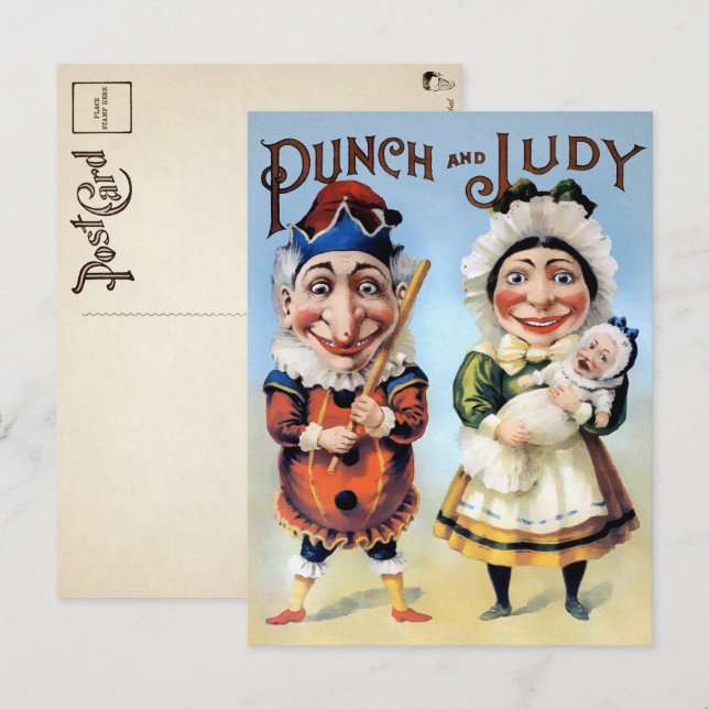 Vintage Punch and Judy Postcard (Front/Back)