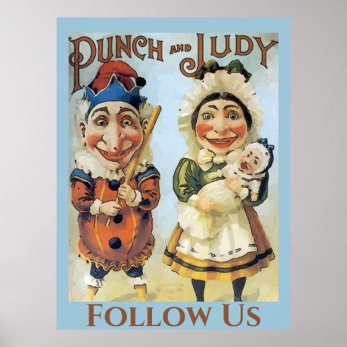 Vintage Punch and Judy Poster add text Poster