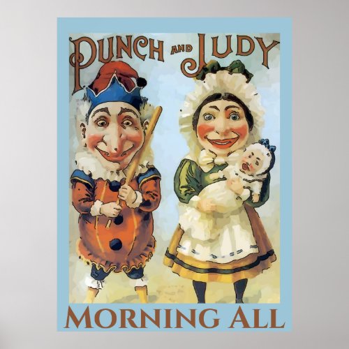 Vintage Punch and Judy Poster add text Poster