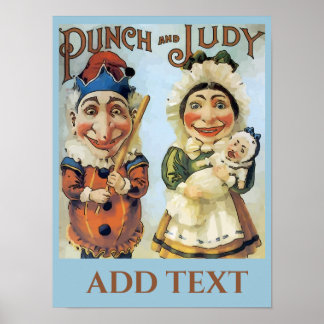 Vintage Punch and Judy Poster, add text Poster