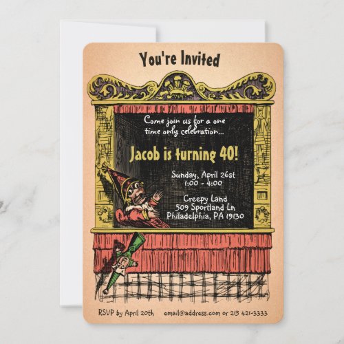 Vintage Punch and Judy Style Customizable Invitation