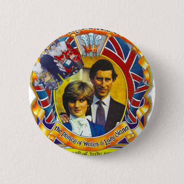 Vintage Punk  80'sroyal wedding Charles and Di Button (Front)