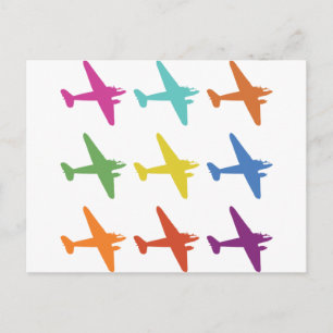 Vintage Punk Retro Airplane Pattern Postcard