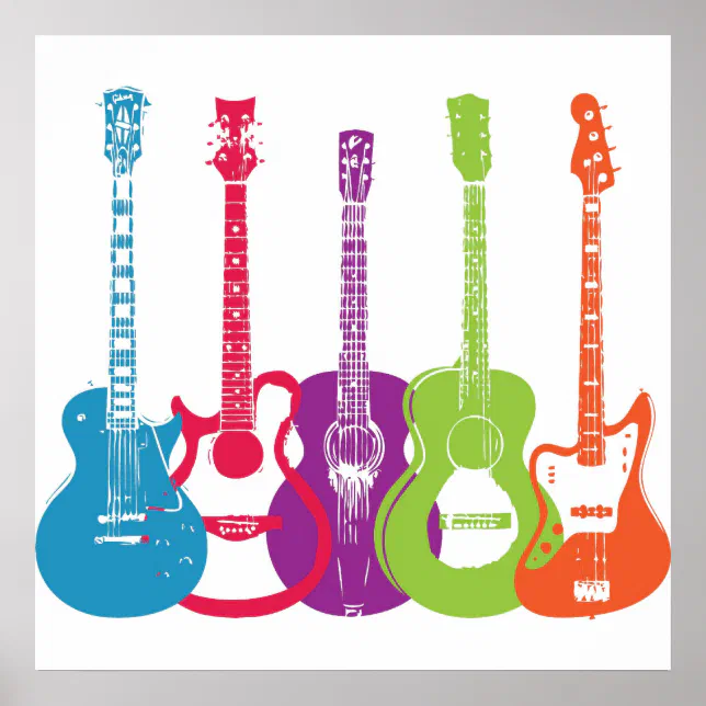 Vintage Punk Retro Guitars Poster | Zazzle