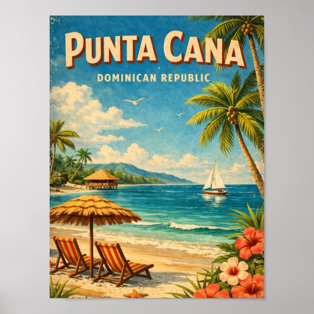 Vintage Punta Cana Dominican Republic Rustic  Poster (Front)