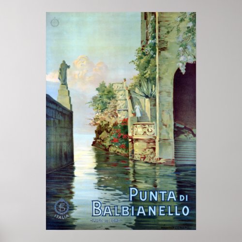 Vintage Punta di Balbianello Lago di Como Italy Poster