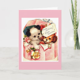 Vintage - Puppies Wish a Happy Birthday, Card