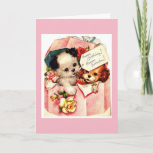 Vintage - Puppies Wish a Happy Birthday, Card