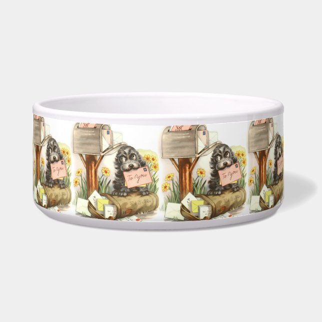 Vintage Puppy Art Mailbox Puppy Bowl (Front)