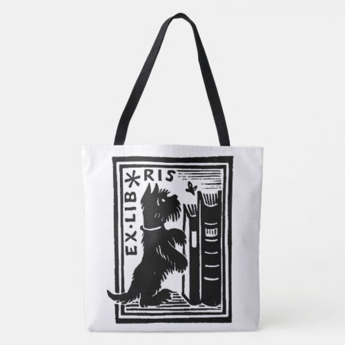 Vintage Puppy Dog Ex Libris Book Club Bibliophile Tote Bag