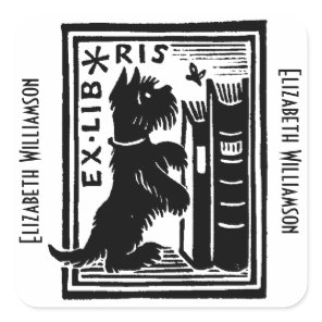 Vintage Puppy Dog Ex Libris Bookplate Monogram