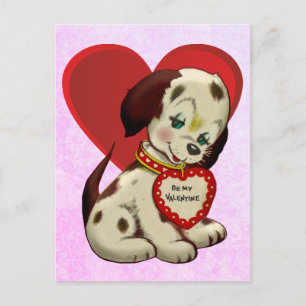 Vintage Puppy Granddaughter Valentine's Day Postcard