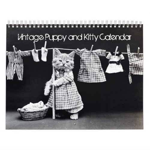 Vintage Puppy  Kitten Custom Printed Calendar