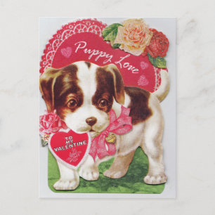 Vintage Puppy Love Be My Valentine Holiday Postcard
