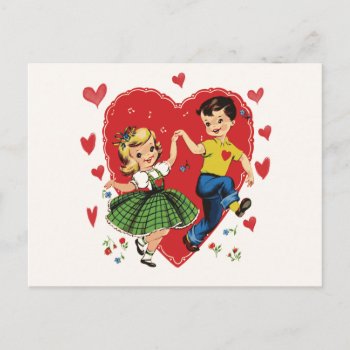Vintage Puppy Love Kids Valentine Holiday Postcard by Valentines_Christmas at Zazzle