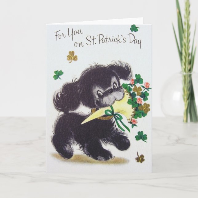 Vintage Puppy St. Patrick's Day Greeting Card (Front)