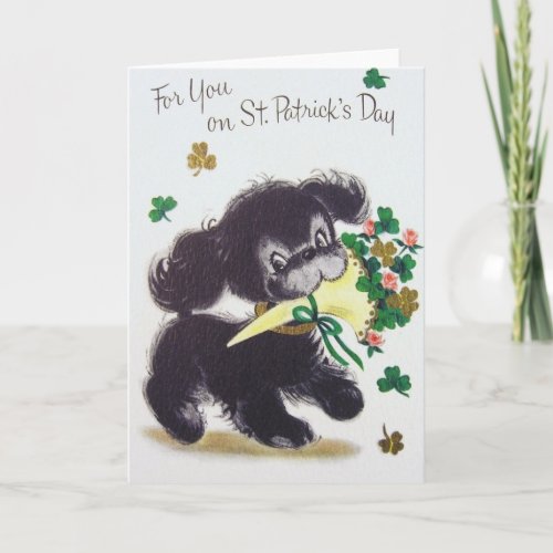 Vintage Puppy St Patricks Day Greeting Card