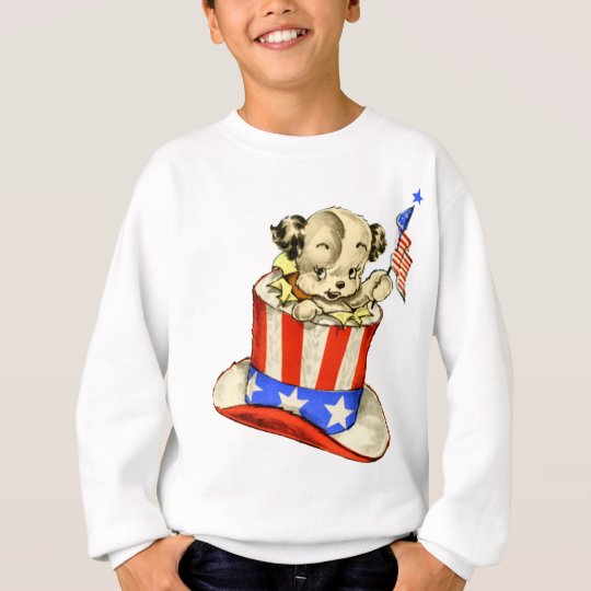 Vintage Puppy with Flag Sweatshirt