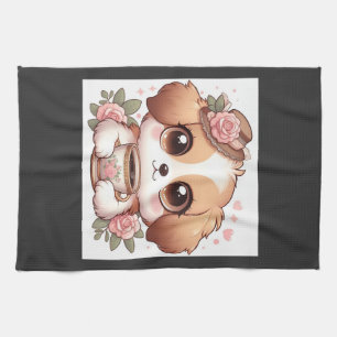 Vintage Puppy with Tea Kitchen Towel