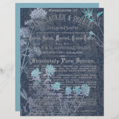 Vintage Pure Spices Ephemera Scrapbook Paper