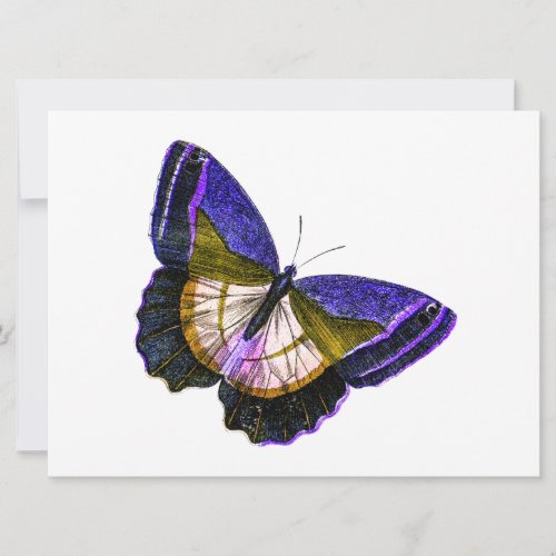 Vintage Purple and Gold Butterfly Illustration Invite