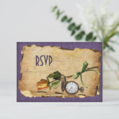 Vintage Purple and Gold Reply Card (Standing Front)
