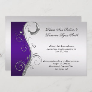 Vintage Purple and Silver Ornate Post Wedding Invitation