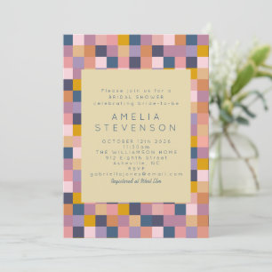 Vintage Purple and Yellow Geometric Bridal Shower Invitation