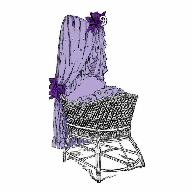 Vintage Purple Baby Bassinet Statuette (Front)