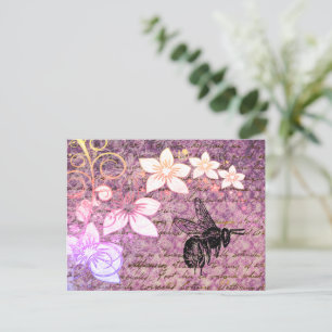 Vintage Purple Bee Postcard