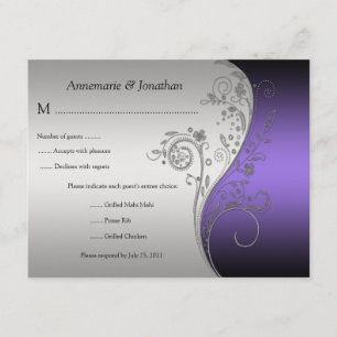 Vintage Purple Black and Silver Floral RSVP
