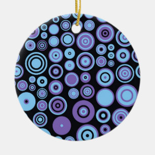 Vintage Purple Blue and Black Fifties Abstract Art Ceramic Ornament