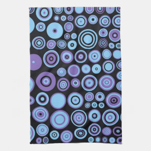 Vintage Purple Blue and Black Fifties Abstract Art Towel