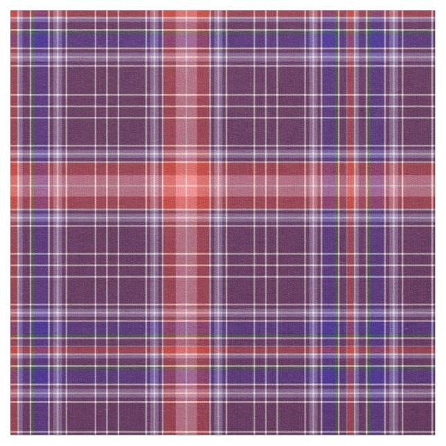 Vintage Purple, Blue, and Red Wedding Plaid Fabric (Close Up)
