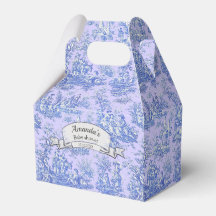Vintage Purple Blue Toile Floral Monogram