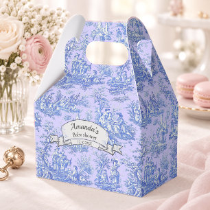 Vintage Purple Blue Toile Floral Monogram Favor Boxes