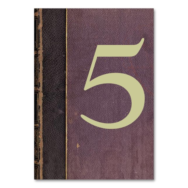 Vintage Purple Book Table Number Card (Back)