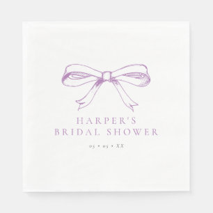 Vintage Purple Bow Bridal Shower Napkins