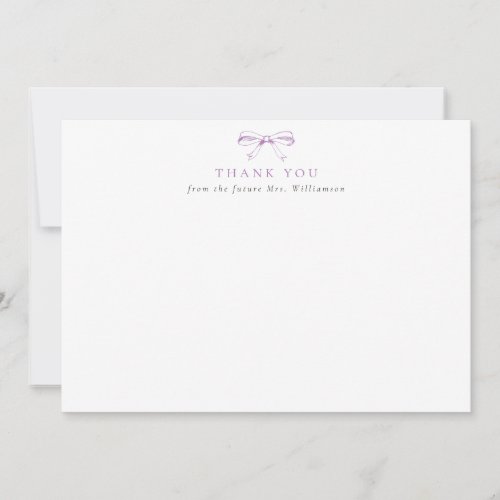 Vintage Purple Bow Future Mrs Bridal Shower Thank You Card