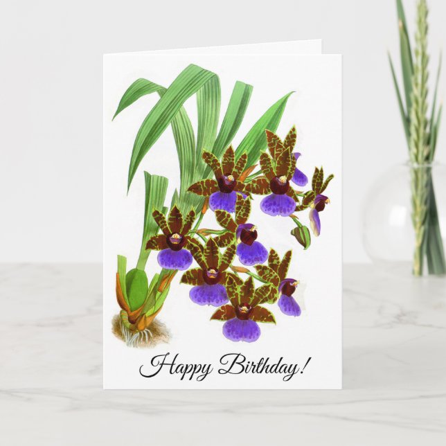 Vintage Purple Burgundy Orchid Flower Personalized Card (Front)
