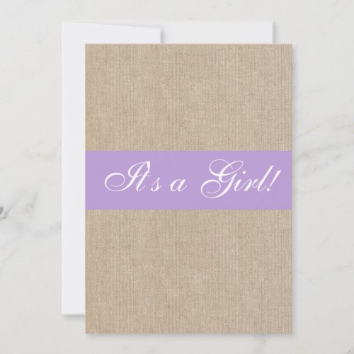 Vintage Purple Burlap Baby Shower Invitation