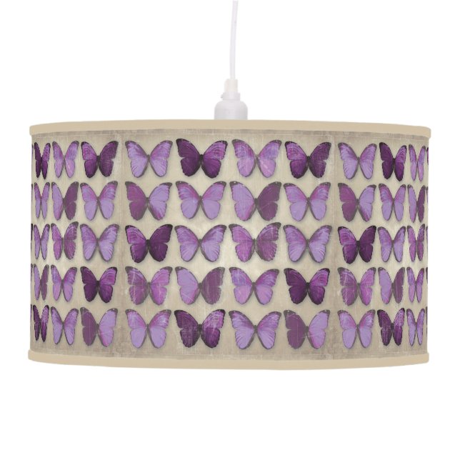 Vintage Purple Butterflies Pendant Lamps (Front)
