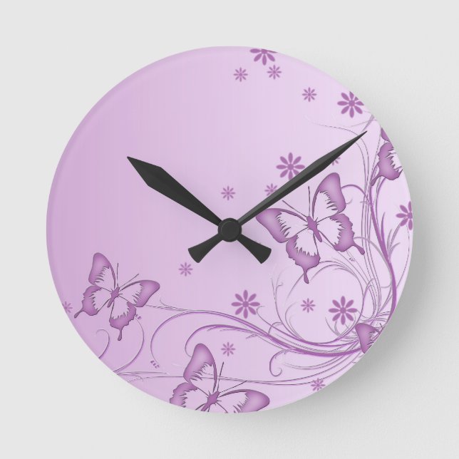 Vintage Purple Butterfly Clock (Front)