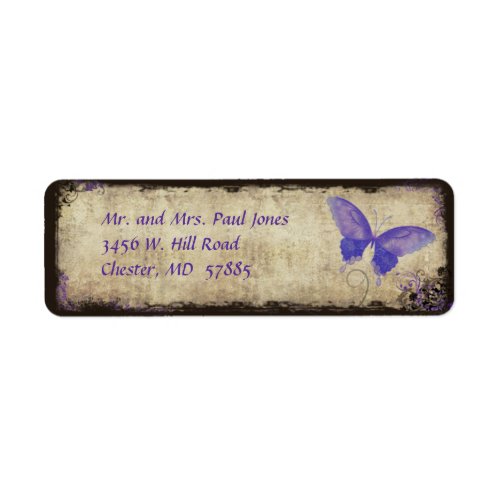 Vintage Purple Butterfly Return Address Label