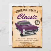 Vintage Purple Car Classic Birthday Invitation (Front)