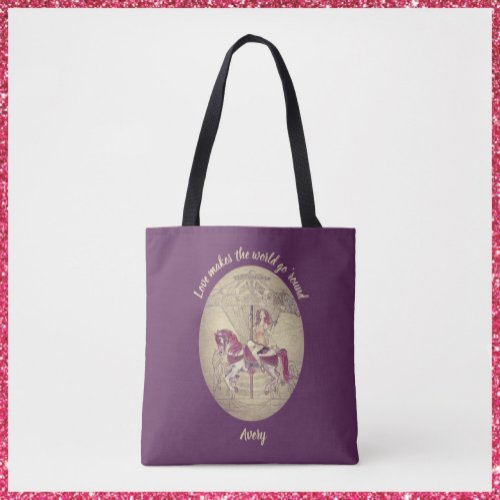 Vintage Purple Carousel Merry Go Round Tote Bag