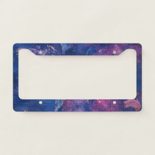 Vintage Purple Celestial World Map (10) License Plate Frame