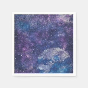 Vintage Purple Celestial World Map (12) Napkins