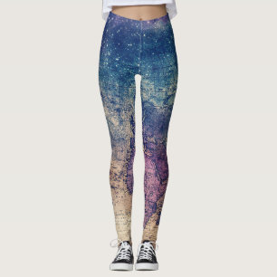 Vintage Purple Celestial World Map (13) Leggings